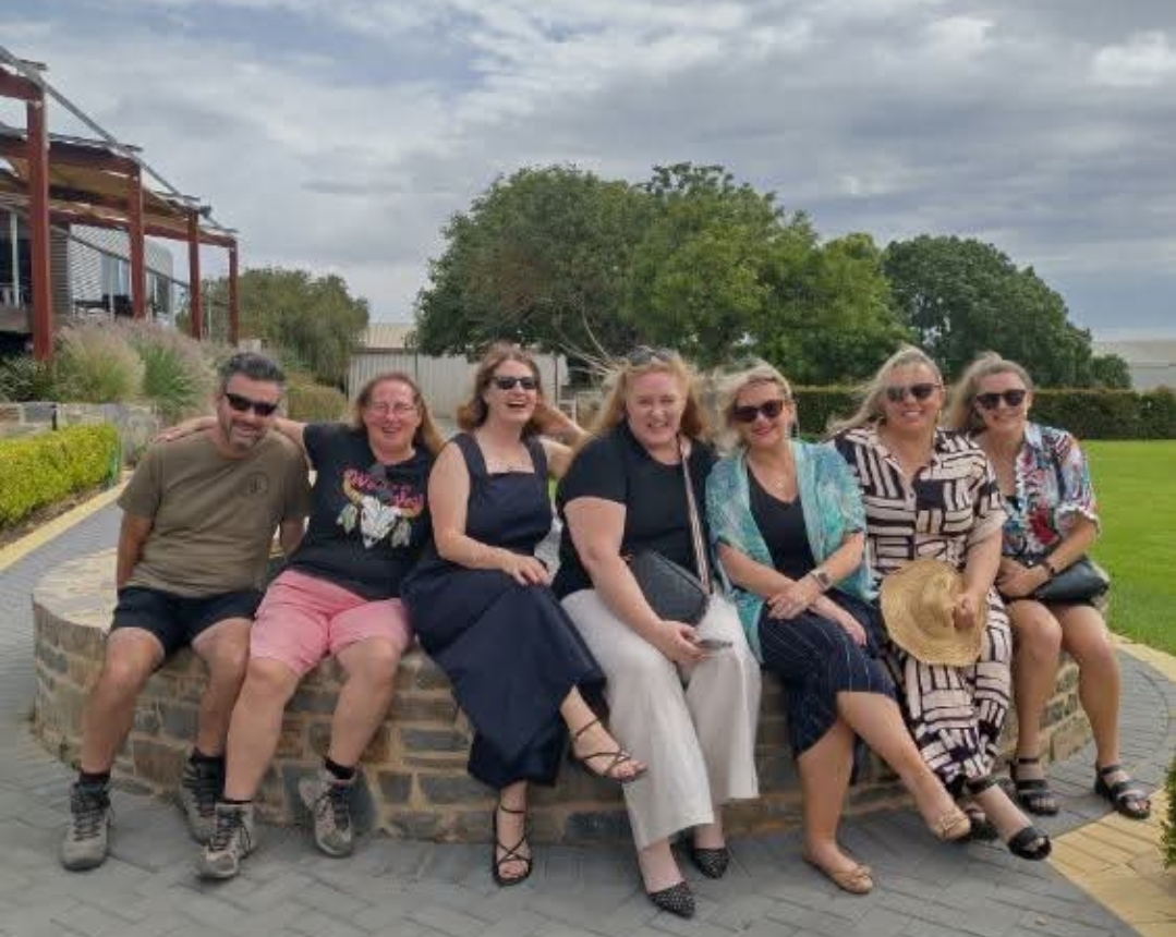Friends relaxing at Barossa winery garden